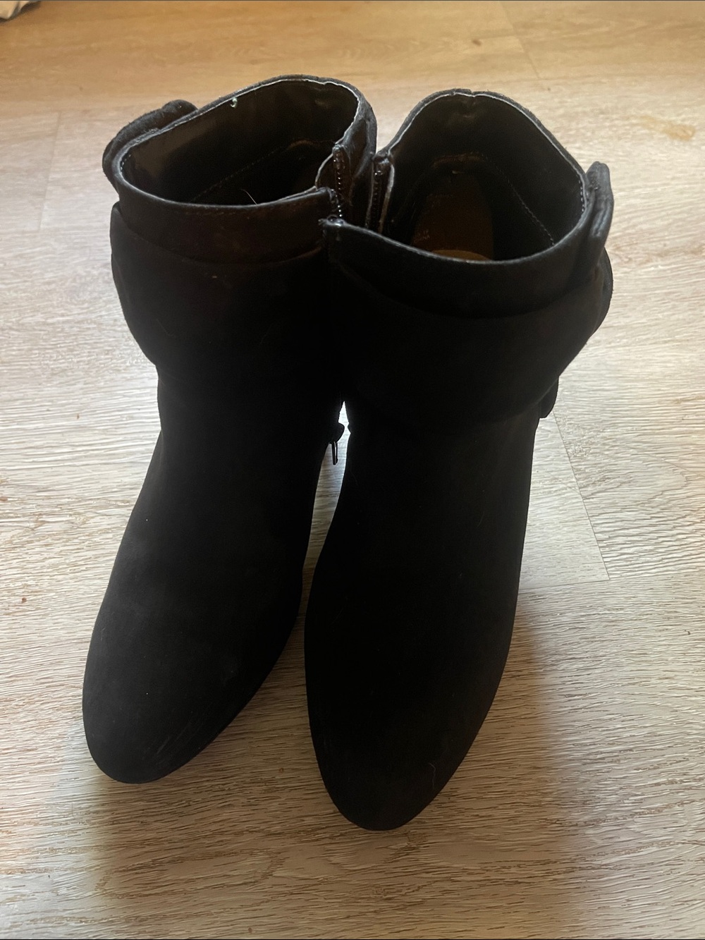 Women’s Black Ankle Boots - Suede Zip Booties